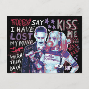 Suicide Squad Joker & Harley Typography Photo Postcard
