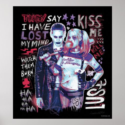 Suicide Squad  Joker  Harley Typography Photo Poster
