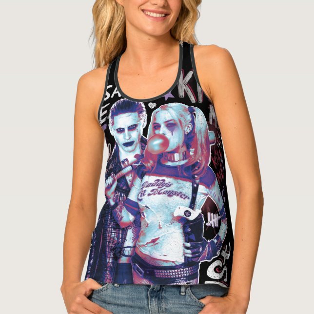 Suicide Squad | Joker & Harley Typography Photo Tank Top (Front)