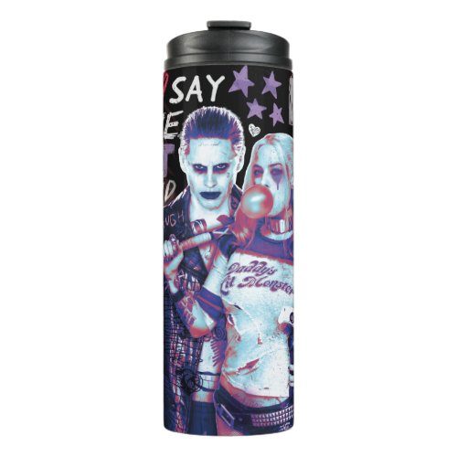 Suicide Squad  Joker  Harley Typography Photo Thermal Tumbler