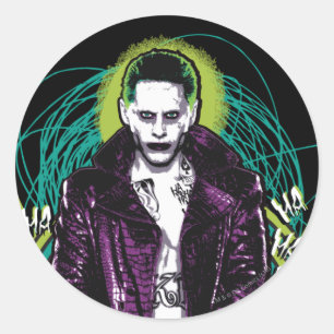 Suicide Squad   Joker Retro Rock Graphic Classic Round Sticker