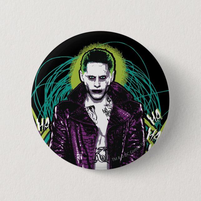 Suicide Squad | Joker Retro Rock Graphic Pinback Button (Front)