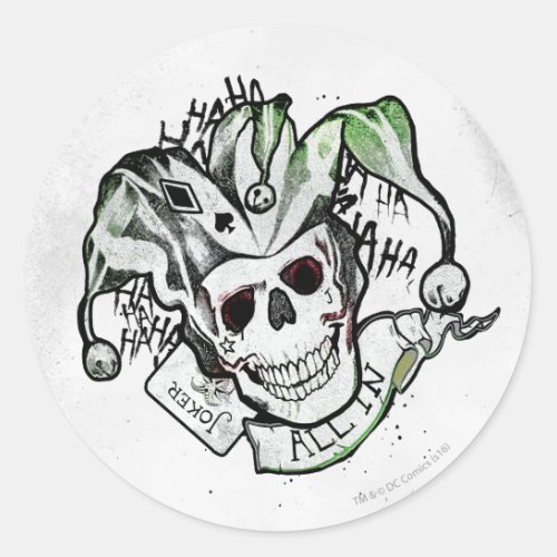 Suicide Squad  Joker Skull All In Tattoo Art Classic Round Sticker
