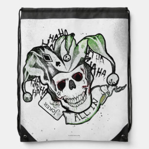 Suicide Squad Joker Skull "All In" Tattoo Art Drawstring Bag
