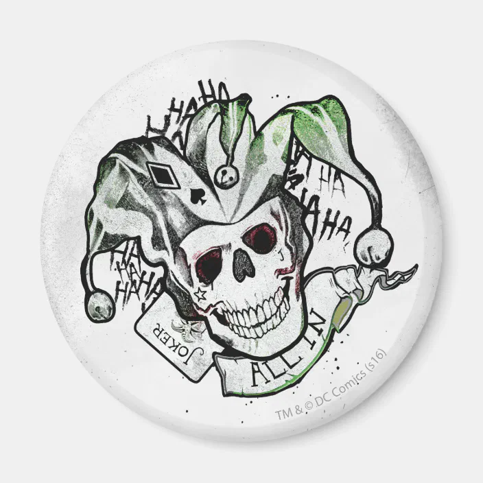 Suicide Squad Joker Skull All In Tattoo Art Magnet Zazzle Com Suicide Squad Joker Skull All In Tattoo Art Magnet Zazzle Com