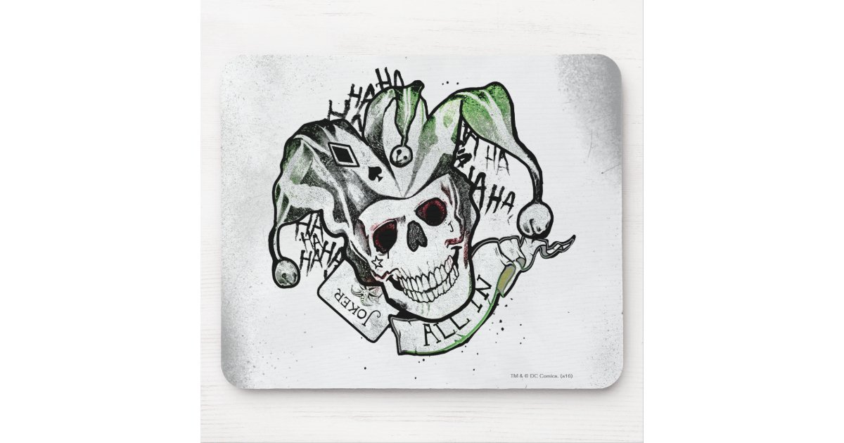 Suicide Squad Joker Skull All In Tattoo Art Mouse Pad Zazzle