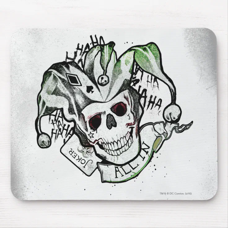 Suicide Squad Joker Skull All In Tattoo Art Mouse Pad Zazzle