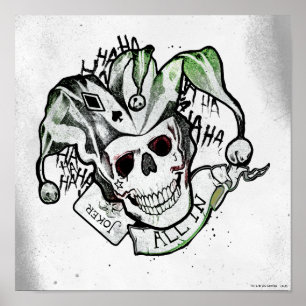 Suicide Squad Joker Skull "All In" Tattoo Art Poster