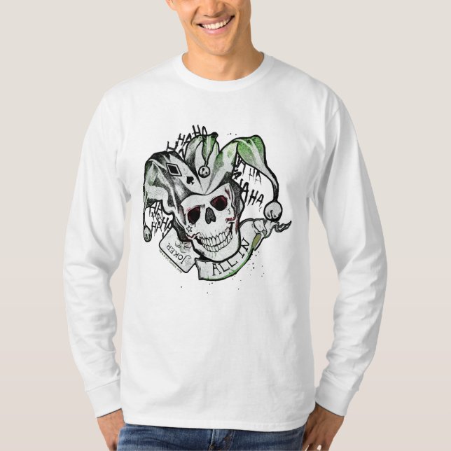 Suicide Squad | Joker Skull "All In" Tattoo Art T-Shirt (Front)