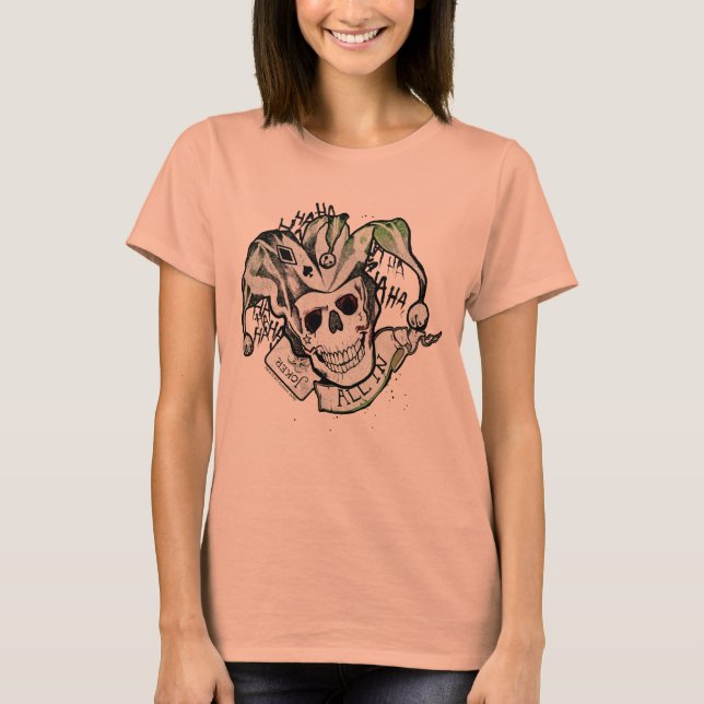Suicide Squad | Joker Skull "All In" Tattoo Art T-Shirt (Front)