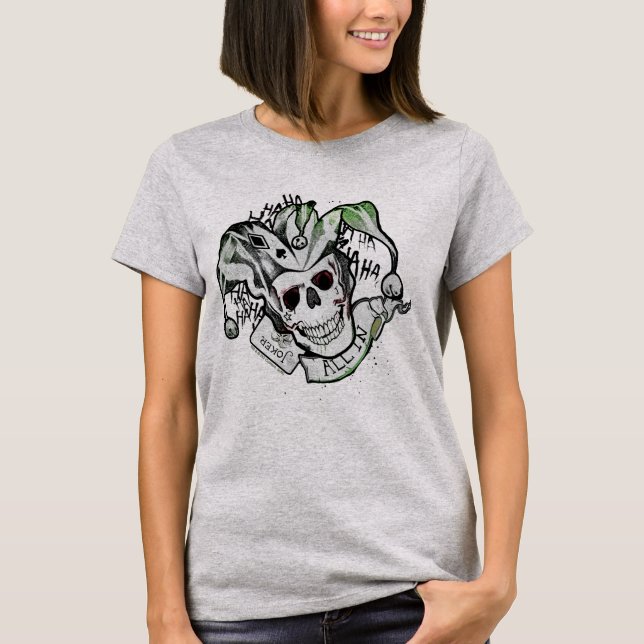 Suicide Squad | Joker Skull "All In" Tattoo Art T-Shirt (Front)