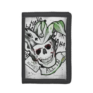 Suicide Squad Joker Skull "All In" Tattoo Art Tri-fold Wallet