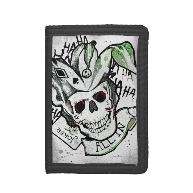 Suicide Squad | Joker Skull "All In" Tattoo Art Trifold Wallet (Front Vertical)