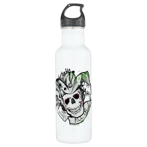 Suicide Squad  Joker Skull All In Tattoo Art Water Bottle