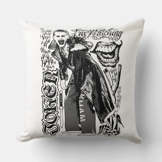 Suicide Squad | Joker Typography Photo Throw Pillow (Front)