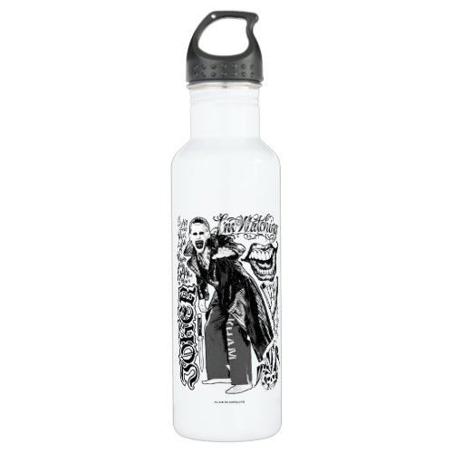 Suicide Squad  Joker Typography Photo Water Bottle