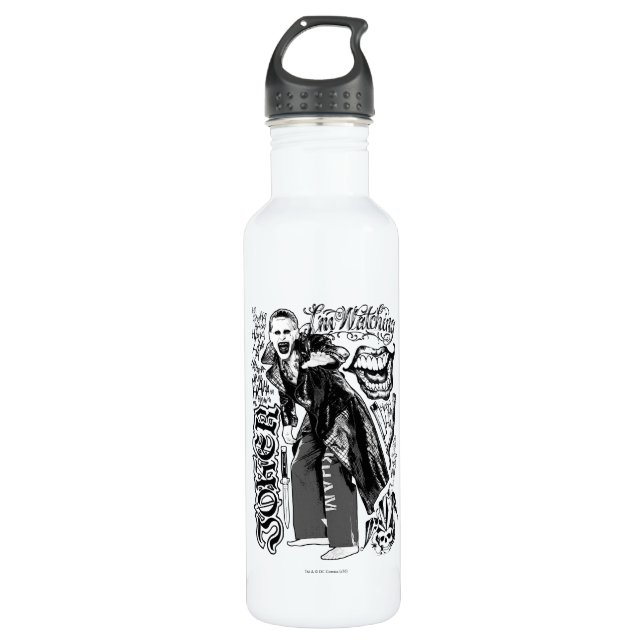 Suicide Squad | Joker Typography Photo Water Bottle (Front)