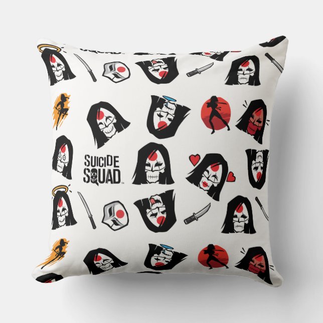 Suicide Squad | Katana Emoji Pattern Throw Pillow (Front)