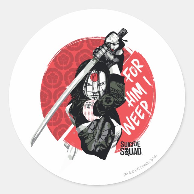 Suicide Squad | Katana "For Him I Weep" Classic Round Sticker (Front)