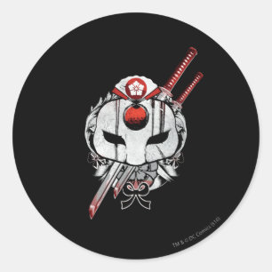 Suicide Squad Katana Mask & Swords Tattoo Art Classic Round Sticker