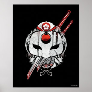 Suicide Squad Katana Mask & Swords Tattoo Art Poster
