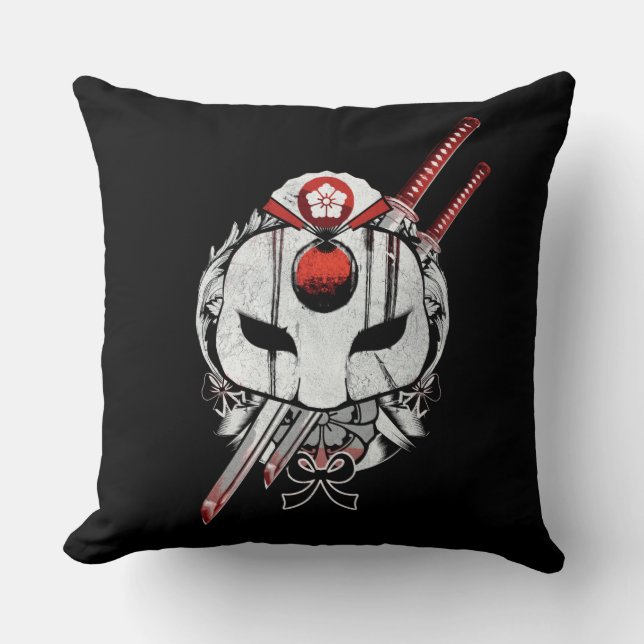 Suicide Squad | Katana Mask & Swords Tattoo Art Throw Pillow (Front)
