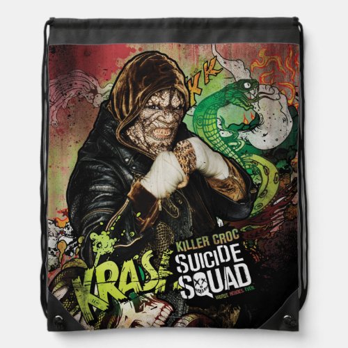 Suicide Squad  Killer Croc Character Graffiti Drawstring Bag