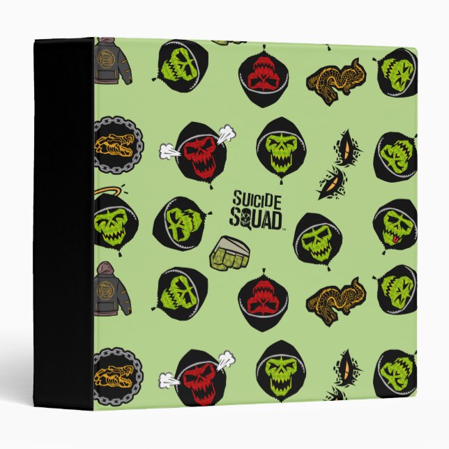 Suicide Squad | Killer Croc Emoji Pattern 3 Ring Binder (Front/Spine)