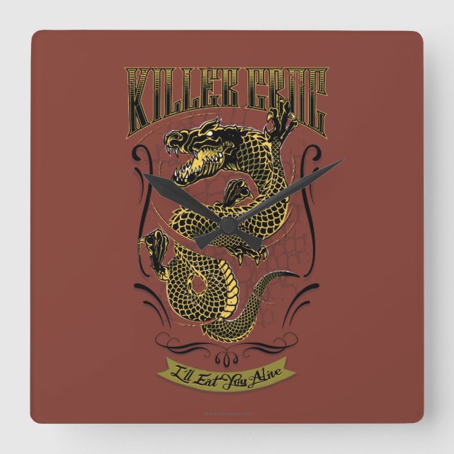 Suicide Squad | Killer Croc Tattoo Square Wall Clock (Front)