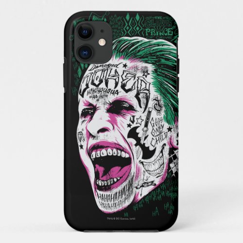 Suicide Squad  Laughing Joker Head Sketch iPhone 11 Case