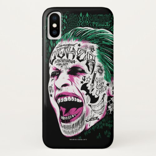 Suicide Squad  Laughing Joker Head Sketch iPhone X Case