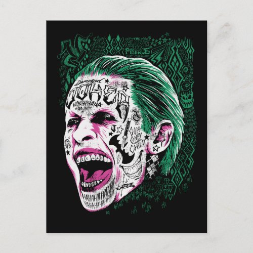 Suicide Squad  Laughing Joker Head Sketch Postcard