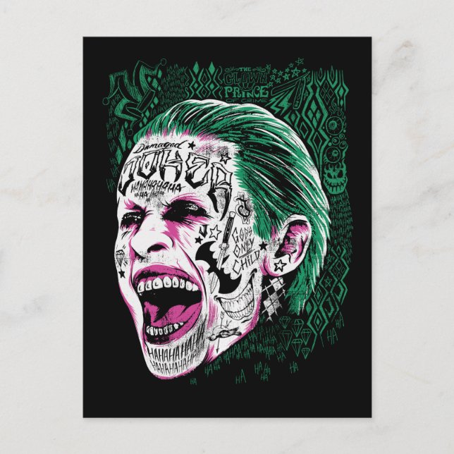 Suicide Squad | Laughing Joker Head Sketch Postcard (Front)