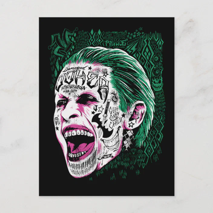 Suicide Squad Laughing Joker Head Sketch Postcard Zazzle Com