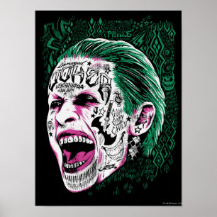 Suicide Squad Laughing Joker Head Sketch Poster