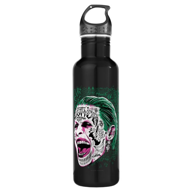 Suicide Squad | Laughing Joker Head Sketch Water Bottle (Front)