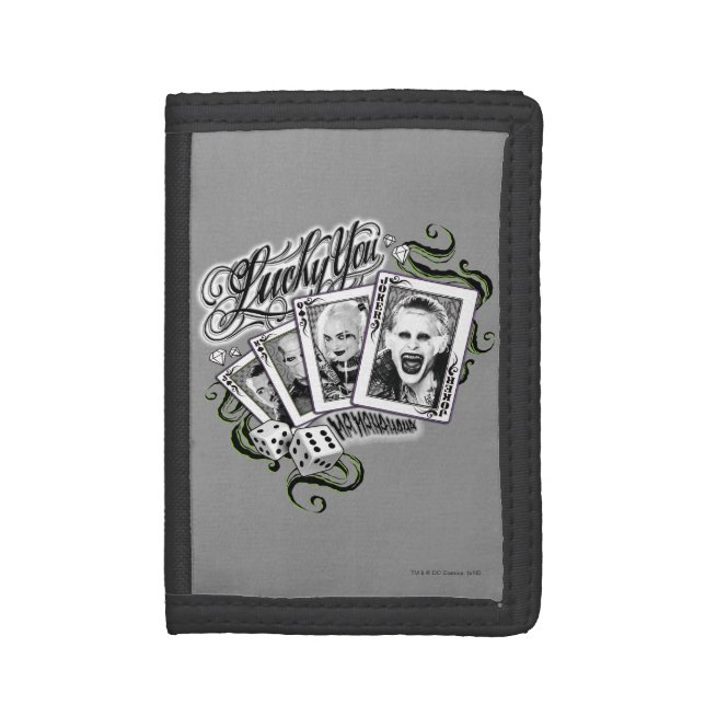 Suicide Squad | "Lucky You" Playing Cards Tri-fold Wallet (Front Vertical)