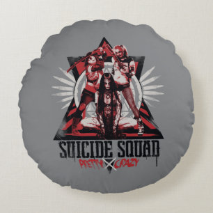 Suicide Squad Pretty Crazy Squad Girls Round Pillow