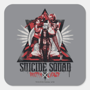 Suicide Squad Pretty Crazy Squad Girls Square Sticker