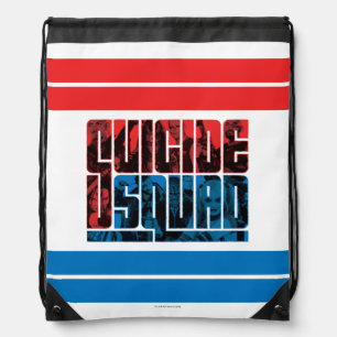Suicide Squad   Red and Blue Logo Drawstring Bag