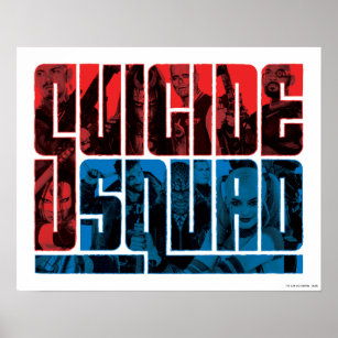 Suicide Squad   Red and Blue Logo Poster