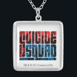 Suicide Squad | Red and Blue Logo Silver Plated Necklace<br><div class="desc">Red and Blue Suicide Squad logo with characters seen inside each letter.</div>