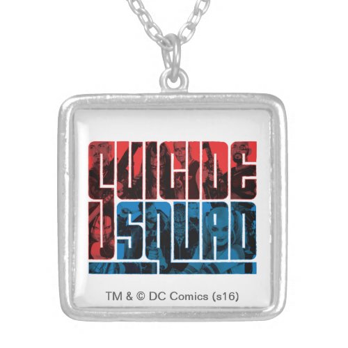 Suicide Squad  Red and Blue Logo Silver Plated Necklace