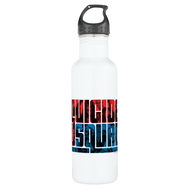 Suicide Squad | Red and Blue Logo Stainless Steel Water Bottle (Front)