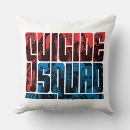 Suicide Squad  Red and Blue Logo Throw Pillow