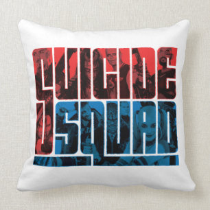 Suicide Squad Red and Blue Logo Throw Pillow