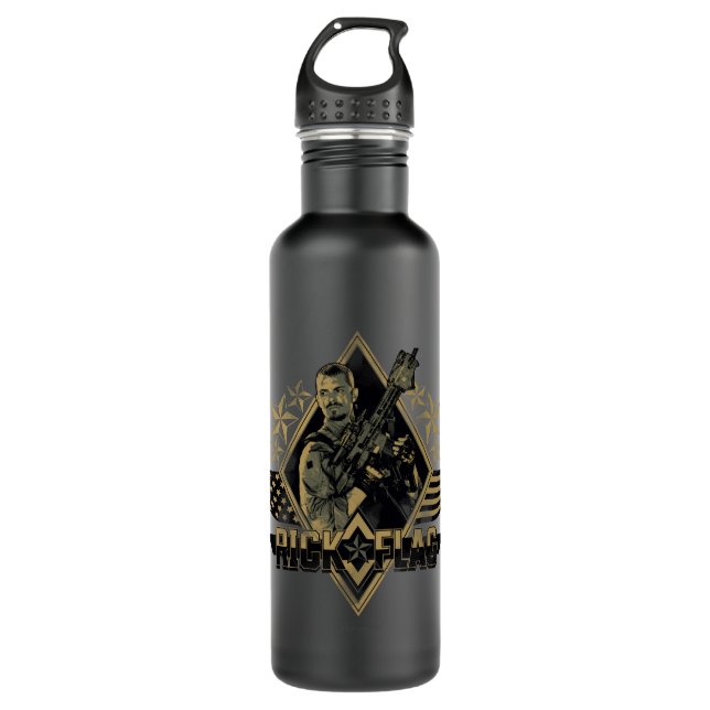 Suicide Squad | Rick Flag Badge Stainless Steel Water Bottle (Front)