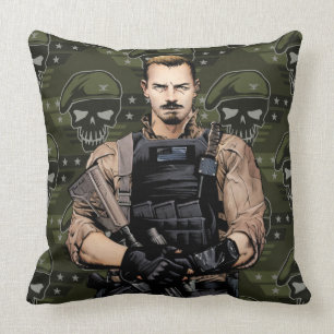 Suicide Squad Rick Flag Comic Book Art Throw Pillow