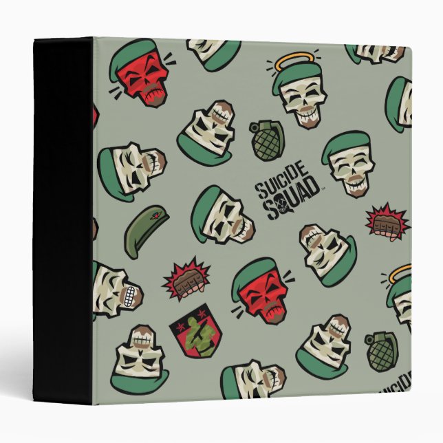 Suicide Squad | Rick Flag Emoji Pattern 3 Ring Binder (Front/Spine)