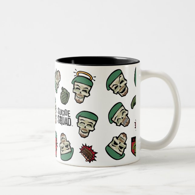 Suicide Squad | Rick Flag Emoji Pattern Two-Tone Coffee Mug (Right)